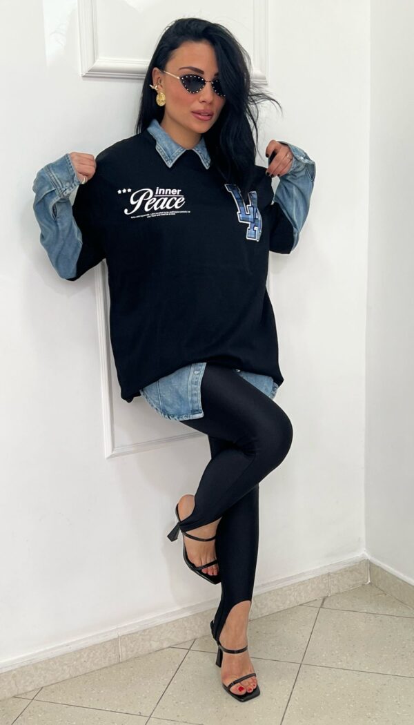 T-shirt over con stampa frontale e posteriore in blu