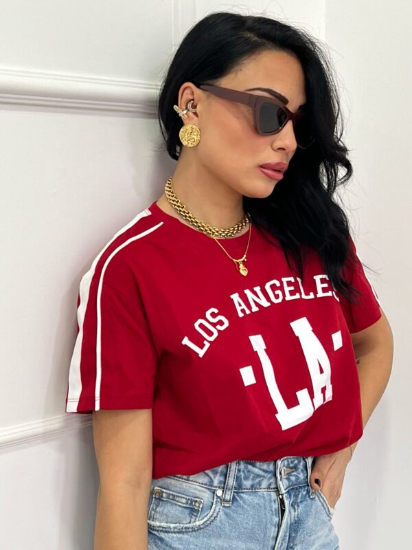 T-shirt Los Angeles con Righe Laterali
