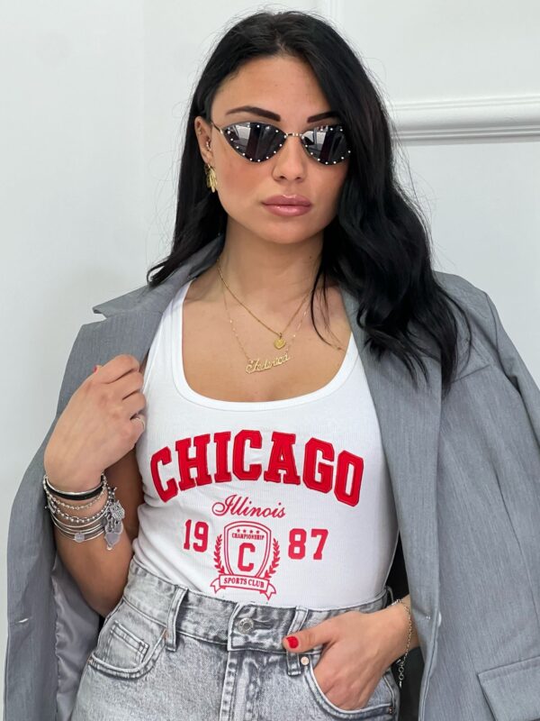 Canotta a Costina da Donna con Scritta "Chicago"