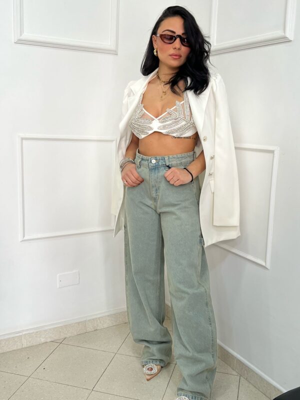 Jeans balloon a lavaggio chiaro con sfumatura beige