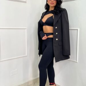 Leggings a Costina con Aperture Laterali