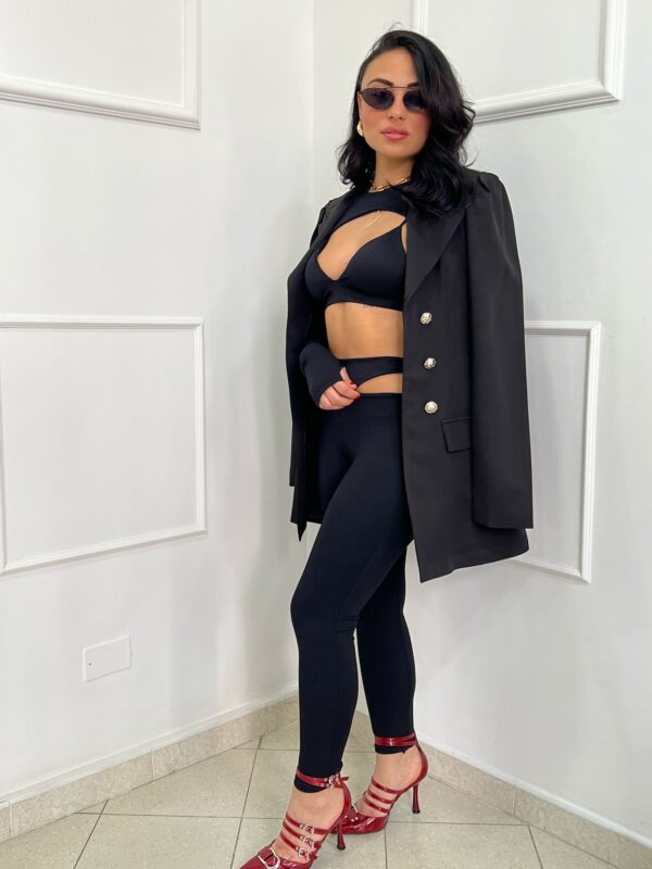 Leggings a Costina con Aperture Laterali